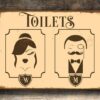 Vintage Toilet Sign – Classic Vintage Wall Sign, Full Color UV Protected Print, Aluminum Composite, Holes Punched for Easy Installation