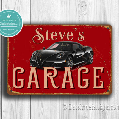 Personalized Alfa Romeo Garage Sign