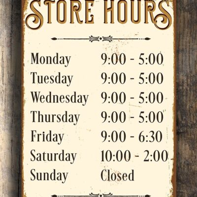 Opening Hours Signs