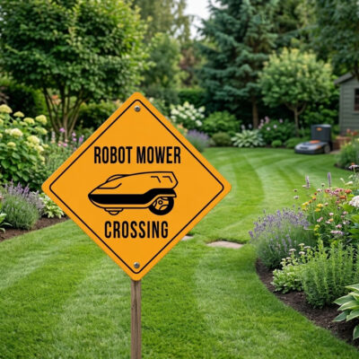 Robot Mower Crossing Sign