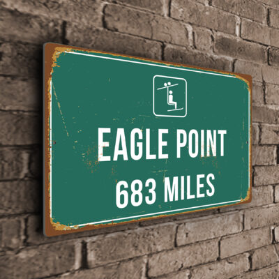 Eagle Point Ski Resort Distance Sign