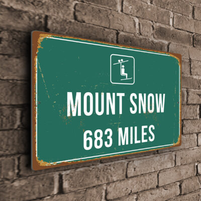 Mount Snow Ski Resort Distance Sign