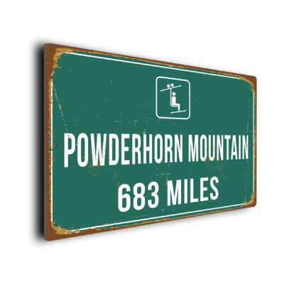 Powderhorn Mountain Ski Resort Distance Sign