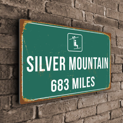 Silver Mountain Ski Resort Distance Sign