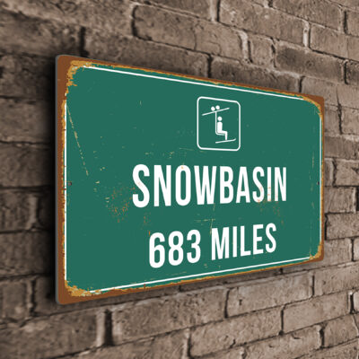 Snowbasin Ski Resort Distance Sign