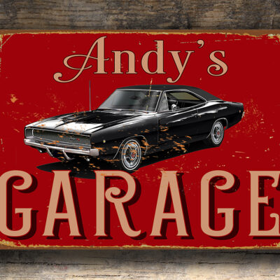 Custom 1968 Dodge Charger Garage Sign