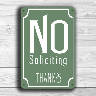 Classic Style No Soliciting Sign – No Solicitors Metal Wall Sign, UV Protected Full Color Print, Weather Ready Aluminum Composite