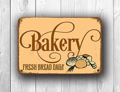 Bakery Sign Vintage Style – Vintage Style, UV Protected Full Color Print, Durable Weatherproof Aluminum Composite, Pre-Drilled Mounting Holes