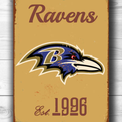 Baltimore Ravens Sign - Maryland Stadium Style Wall Hanging, Scuff Guarded Protective Layer, Purple Pain Theme, Sophisticated Interior Design Piece