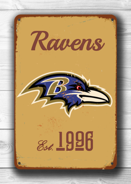 Baltimore Ravens Sign - Maryland Stadium Style Wall Hanging, Scuff Guarded Protective Layer, Purple Pain Theme, Sophisticated Interior Design Piece
