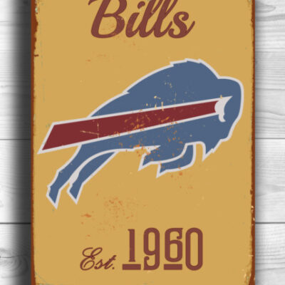 Buffalo Bills Sign - Classic Orchard Park Commemorative, Durable All-Weather Aluminum, Vibrant Red & Blue Keepsake, Authentic Indoor Outdoor Finish