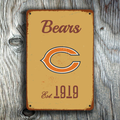 Chicago Bears Sign - Windy City Monsters of the Midway Plaque, Traditional Font Layout, Navy & Orange Keepsake, Sturdy Workshop Identification