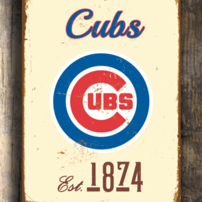 Chicago Cubs Sign - Retro Wrigley Field Home Accessory, Permanent Sun Resistant Shield, North Side Bar Display, Quality Professional Sports Signage