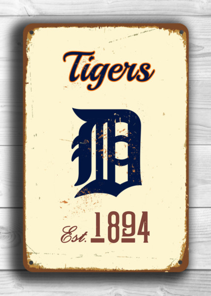 Detroit Tigers Sign - Classic Motor City Commemorative, Durable All-Weather Aluminum, Vibrant Navy & Orange Keepsake, Authentic Indoor Outdoor Finish