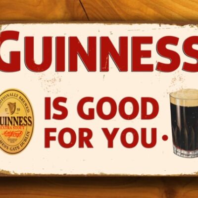 Guinness Sign - Guinness Beer Sign – Vintage Style, UV Protected Full Color Print, All-Weather Aluminum Composite, Pre-Drilled Mounting Holes