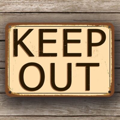 Metal Keep Out Sign – Rustic Vintage Bedroom Sign, UV Protected Fade Resistant Print, Aluminum Composite, Two Pre-Drilled Mounting Holes – Classic Vi
