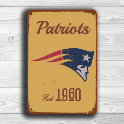 New England Patriots Sign - Foxborough Dynasty Artwork, Weatherproof Metal Signage, Red White & Navy Layout, Great Gift for New England Supporters