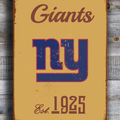 New York Giants Sign - Retro G-Men Room Accessory, Permanent Sun Resistant Shield, Big Blue Home Bar Display, Quality Professional Sports Signage