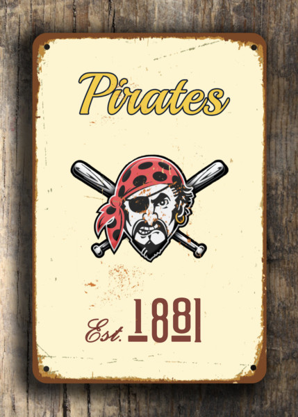 Pittsburgh Pirates Sign - Historic Steel City MLB Theme, Polished Industrial Aesthetic, Black & Gold Established Plate, Timeless Baseball Wall Art - Image 6