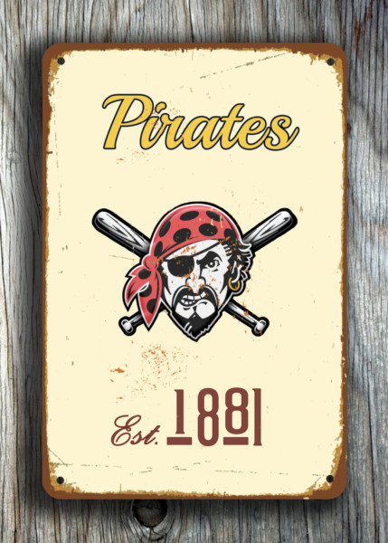 Pittsburgh Pirates Sign - Historic Steel City MLB Theme, Polished Industrial Aesthetic, Black & Gold Established Plate, Timeless Baseball Wall Art - Image 8