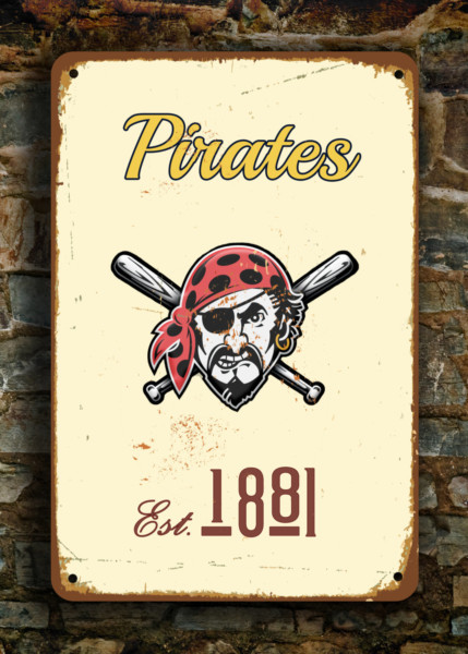 Pittsburgh Pirates Sign - Historic Steel City MLB Theme, Polished Industrial Aesthetic, Black & Gold Established Plate, Timeless Baseball Wall Art - Image 9