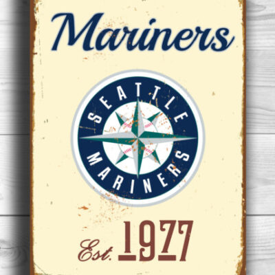 Seattle Mariners Sign - Vintage Style MLB Wall Decor, Full Color UV Protected Print, Established Year Baseball Plaque, Metal Man Cave Art