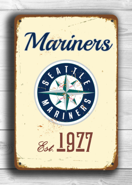 Seattle Mariners Sign - Vintage Style MLB Wall Decor, Full Color UV Protected Print, Established Year Baseball Plaque, Metal Man Cave Art