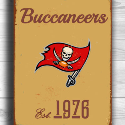 Tampa Bay Buccaneers Sign - Vintage Style NFL Wall Decor, Full Color UV Protected Print, Established Year Football Plaque, Metal Man Cave Art