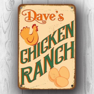 Personalized Chicken Ranch Sign – Vintage Style Garden Sign, Full Color UV Protected Print, Weatherproof Waterproof Aluminum Composite – Perfect Gift