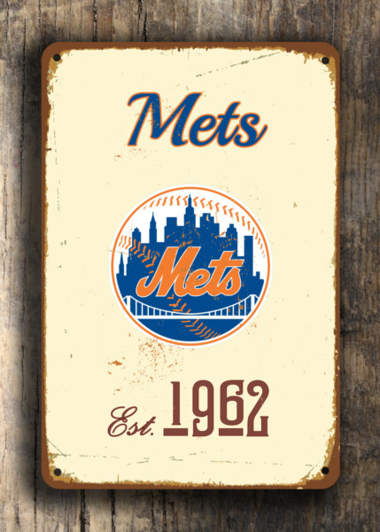 New York Mets Sign - Antique Queens Gridiron Graphic, Heavy Duty Exterior Grade Plaque, Bold Blue & Orange Logo Marker, Unique Fan Cave Souvenir - Image 6