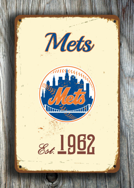 New York Mets Sign - Antique Queens Gridiron Graphic, Heavy Duty Exterior Grade Plaque, Bold Blue & Orange Logo Marker, Unique Fan Cave Souvenir - Image 8