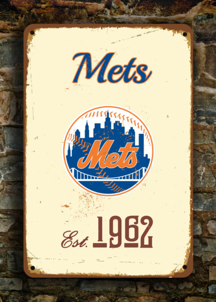 New York Mets Sign - Antique Queens Gridiron Graphic, Heavy Duty Exterior Grade Plaque, Bold Blue & Orange Logo Marker, Unique Fan Cave Souvenir - Image 9