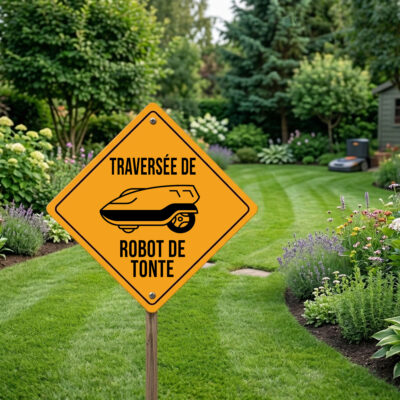 Weatherproof Robot Mower Crossing Sign