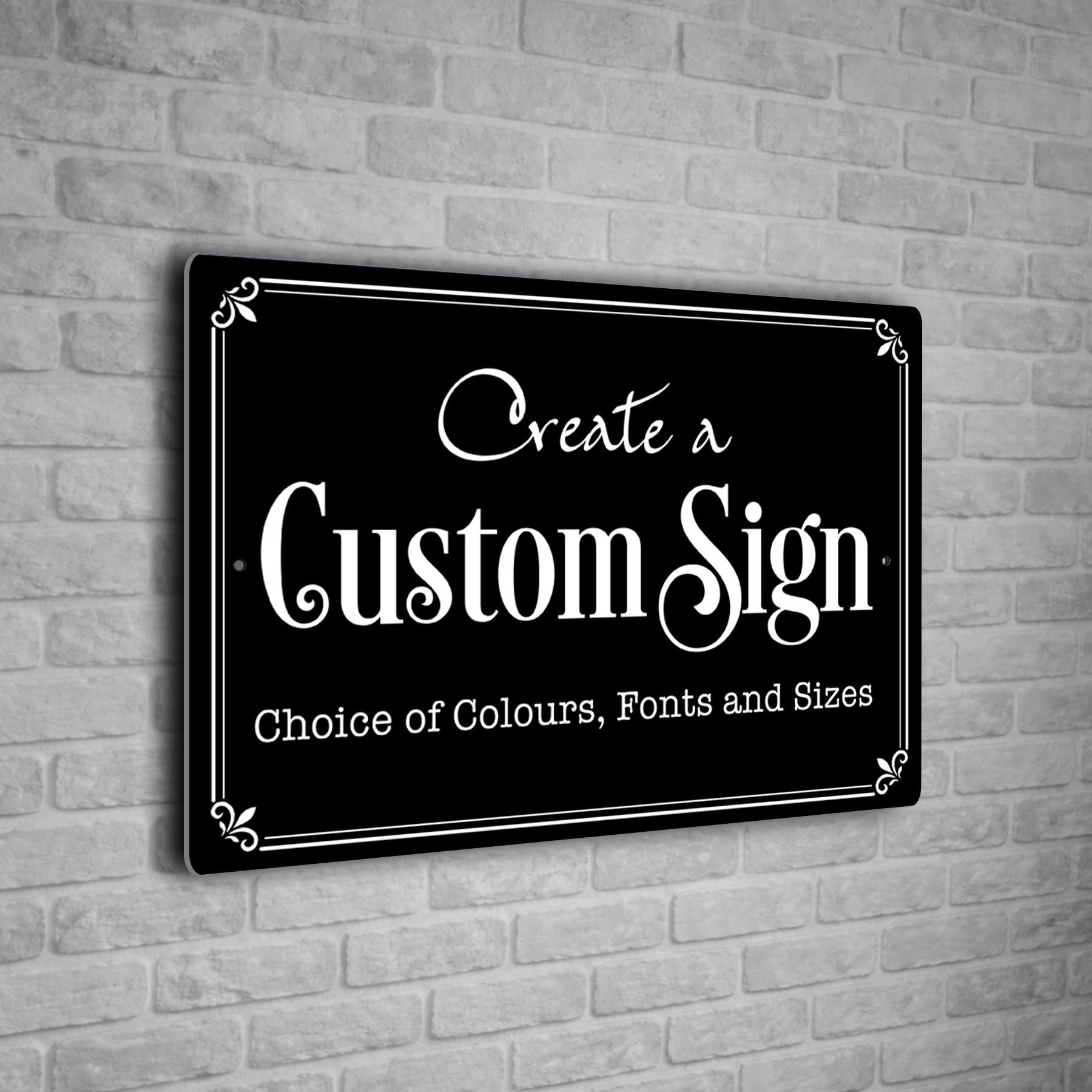 Custom Personalized Sign | Aluminium composite | Multiple Colours and Fonts | Any Text | Weatherproof Signs - Black