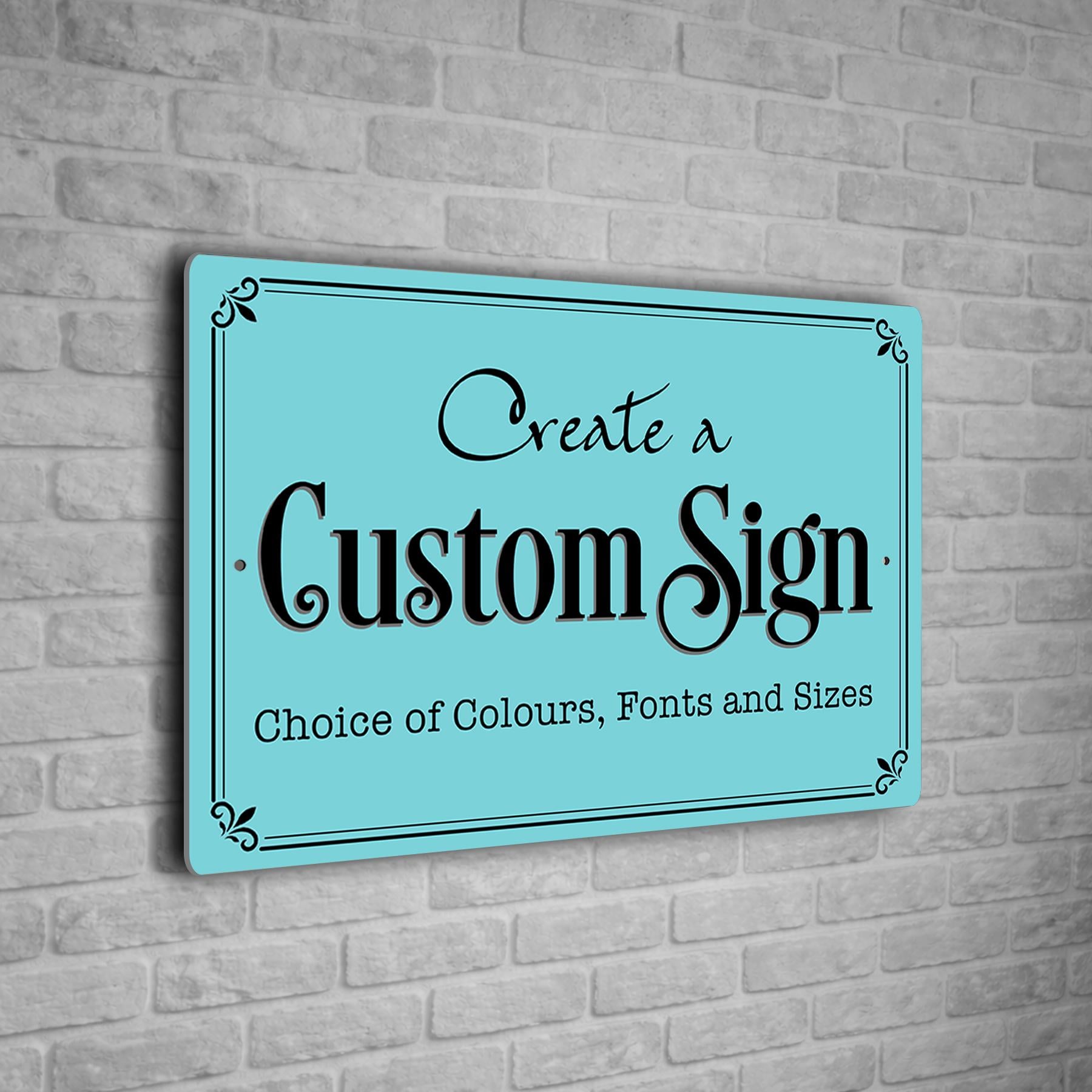 Custom Personalized Sign | Aluminium composite | Multiple Colours and Fonts | Any Text | Weatherproof Signs - Light Blue