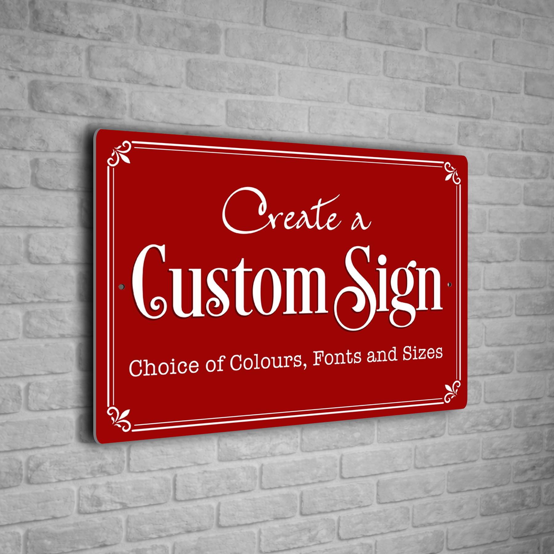 Custom Personalized Sign | Aluminium composite | Multiple Colours and Fonts | Any Text | Weatherproof Signs - Red