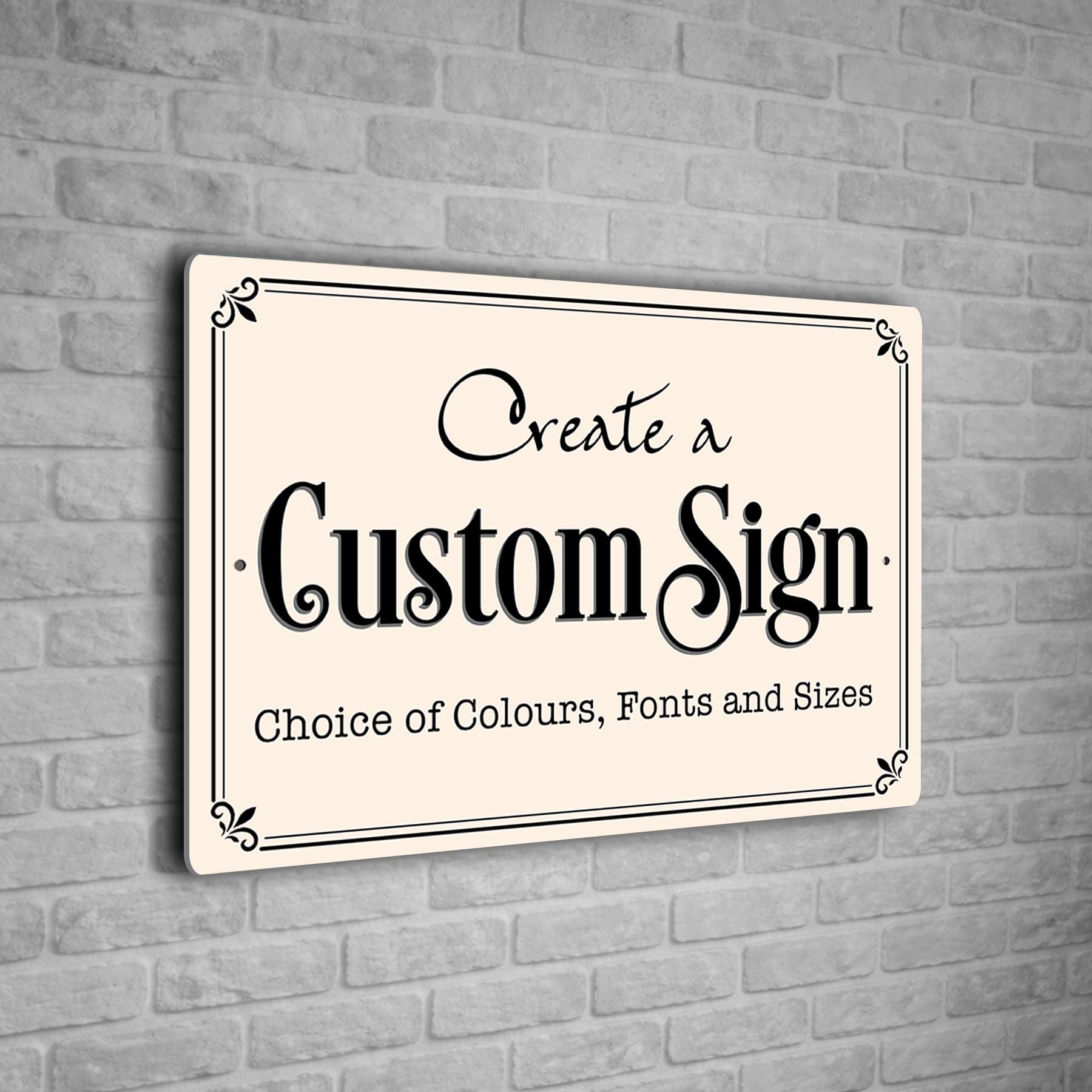 Custom Personalized Sign | Aluminium composite | Multiple Colours and Fonts | Any Text | Weatherproof Signs - Cream