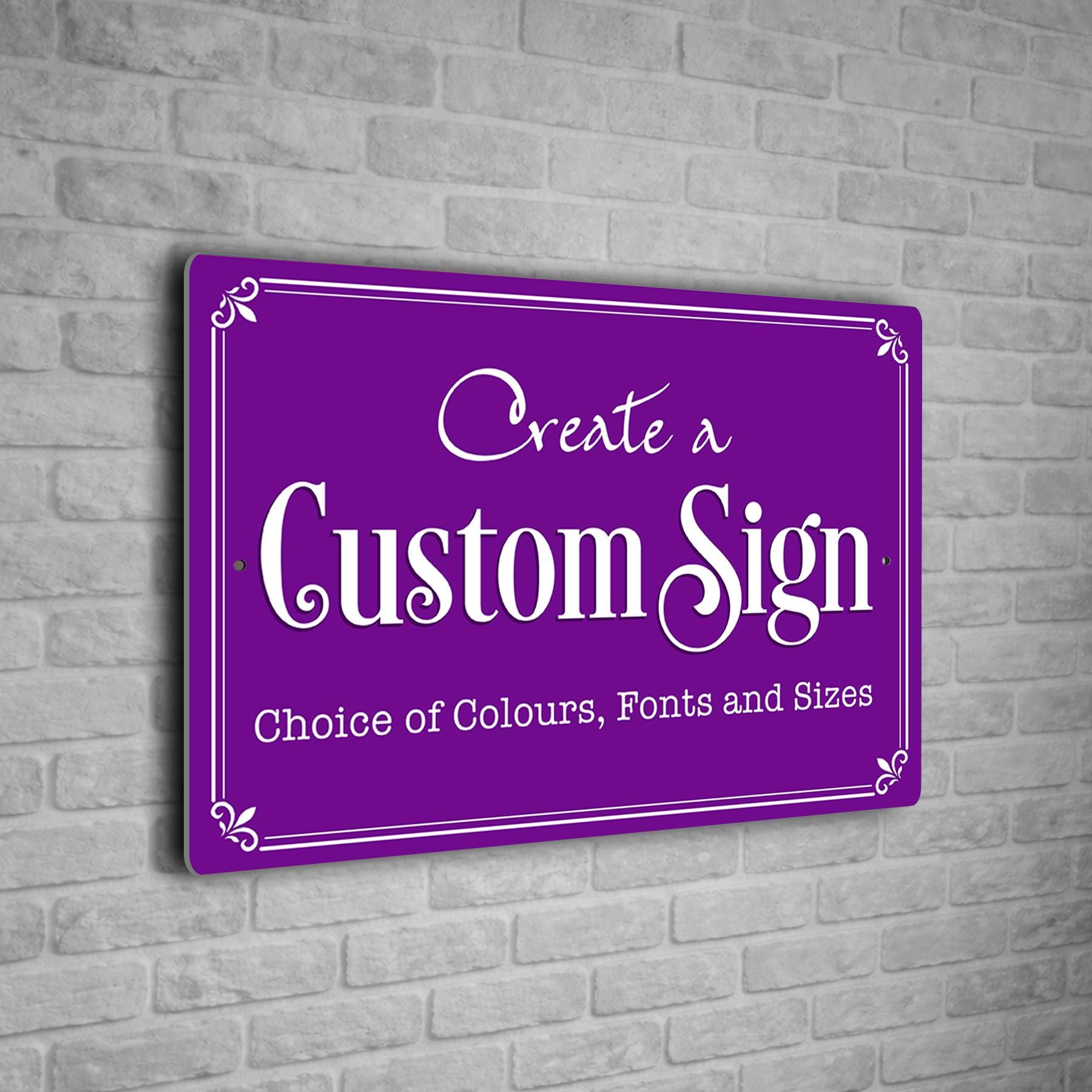 Custom Personalized Sign | Aluminium composite | Multiple Colours and Fonts | Any Text | Weatherproof Signs - Purple