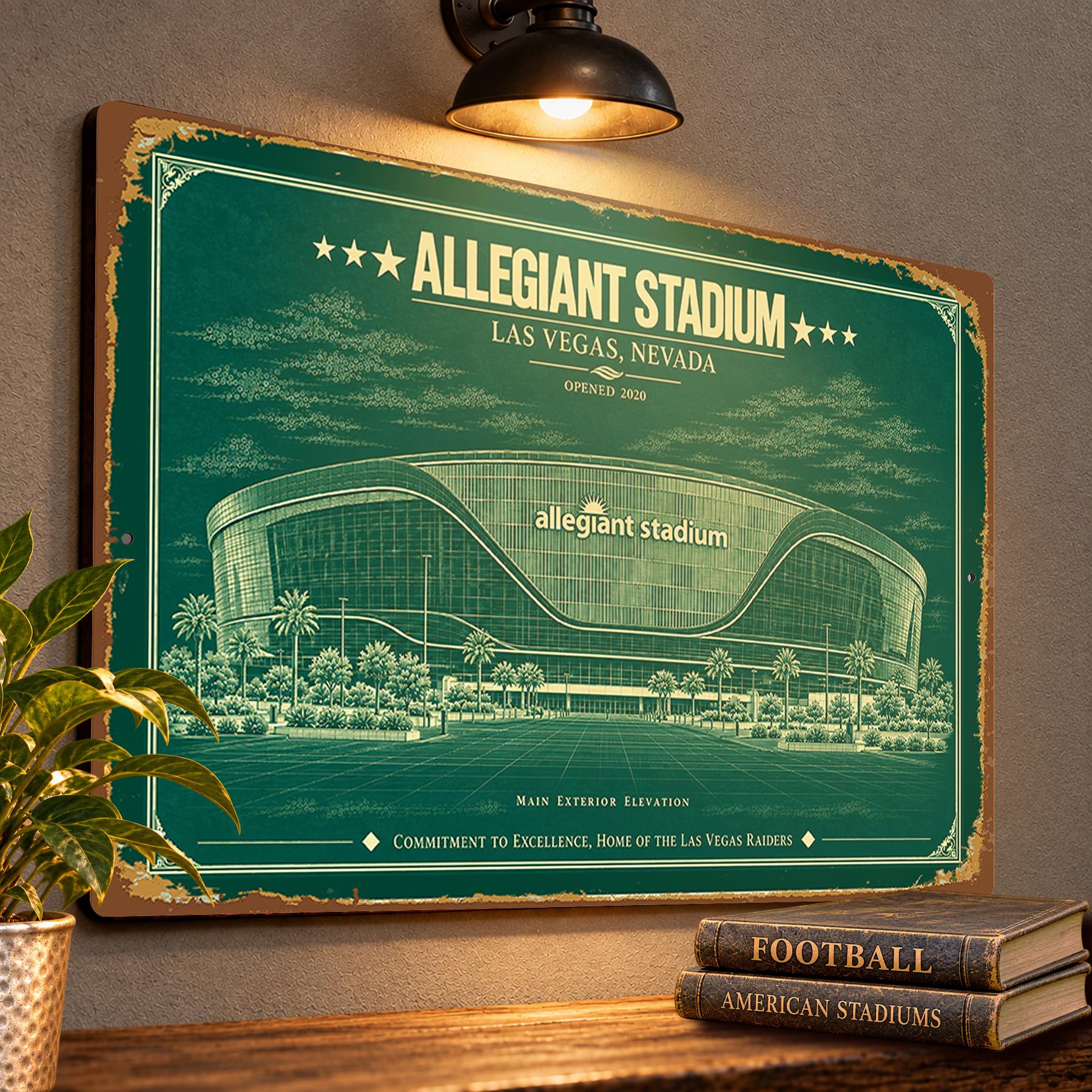 Allegiant Stadium Blueprint Wall Plaque, Las Vegas Raiders Fan Gift, Vintage Football Art