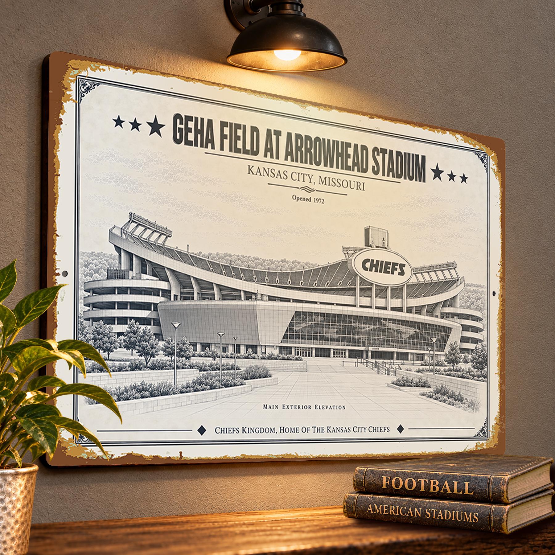 GEHA Field at Arrowhead Stadium Blueprint Plaque, Kansas City Chiefs Fan Gift