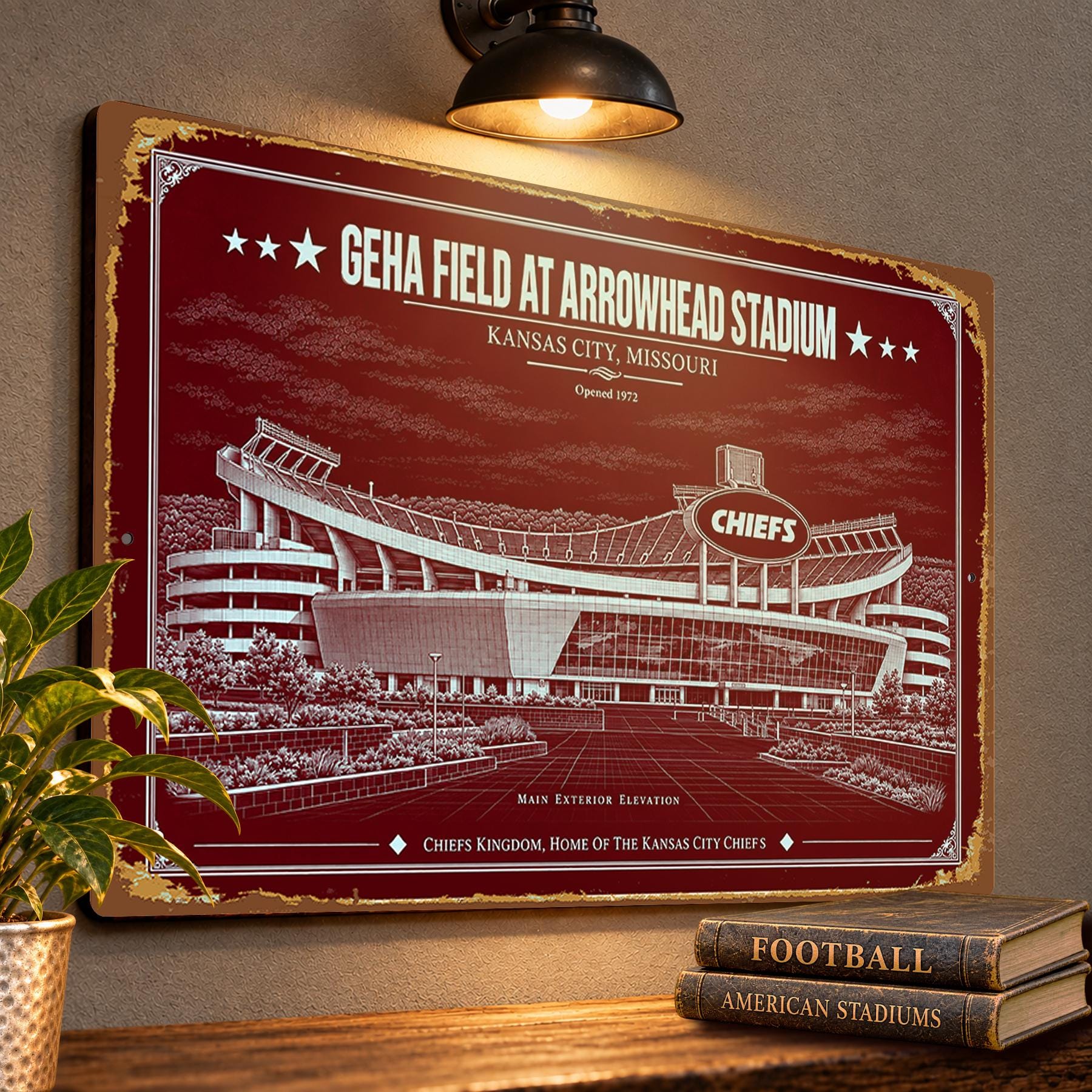 GEHA Field at Arrowhead Stadium Blueprint Plaque, Kansas City Chiefs Fan Gift
