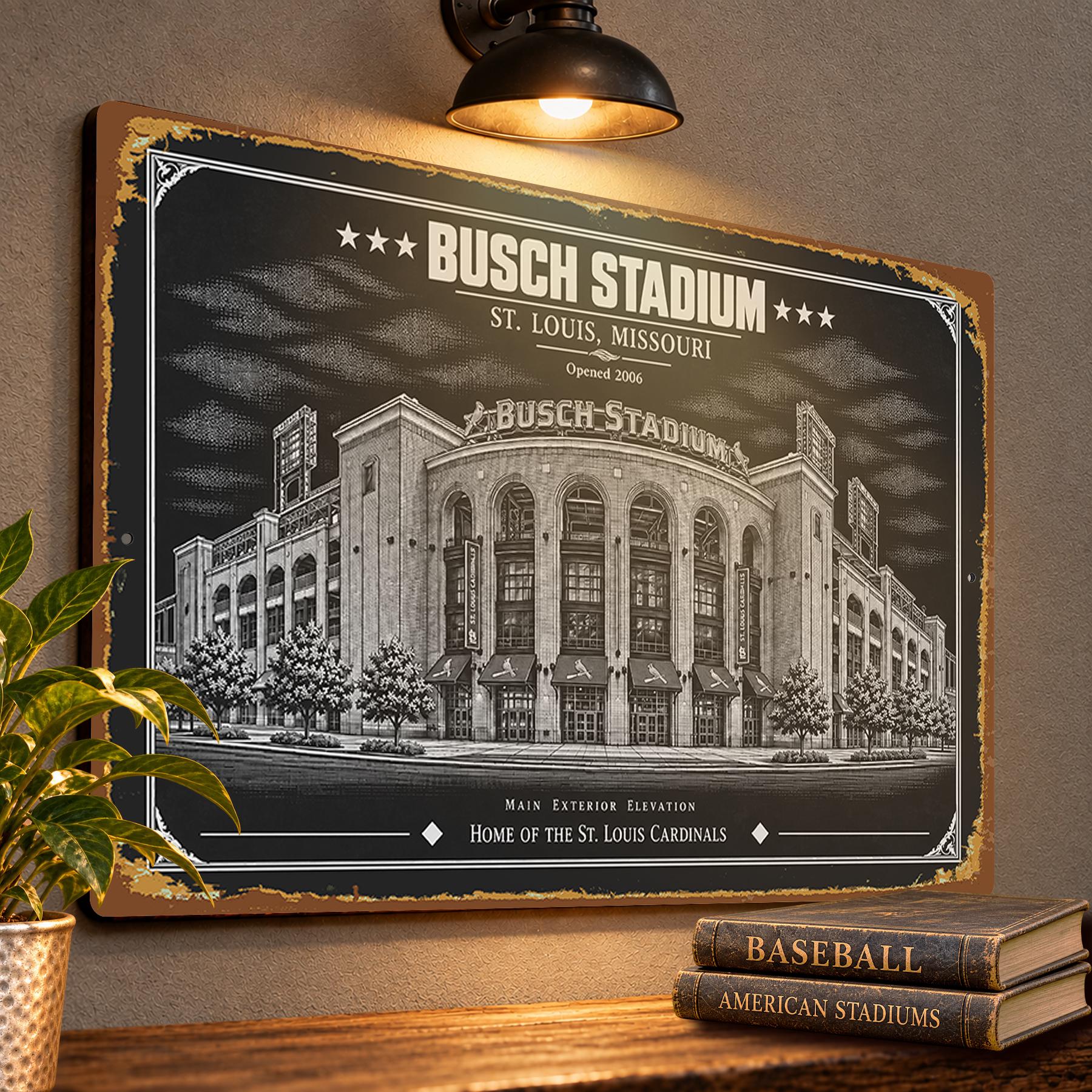 Busch Stadium Blueprint Wall Plaque, Baseball Fan Gift for St. Louis Cardinals Supporters