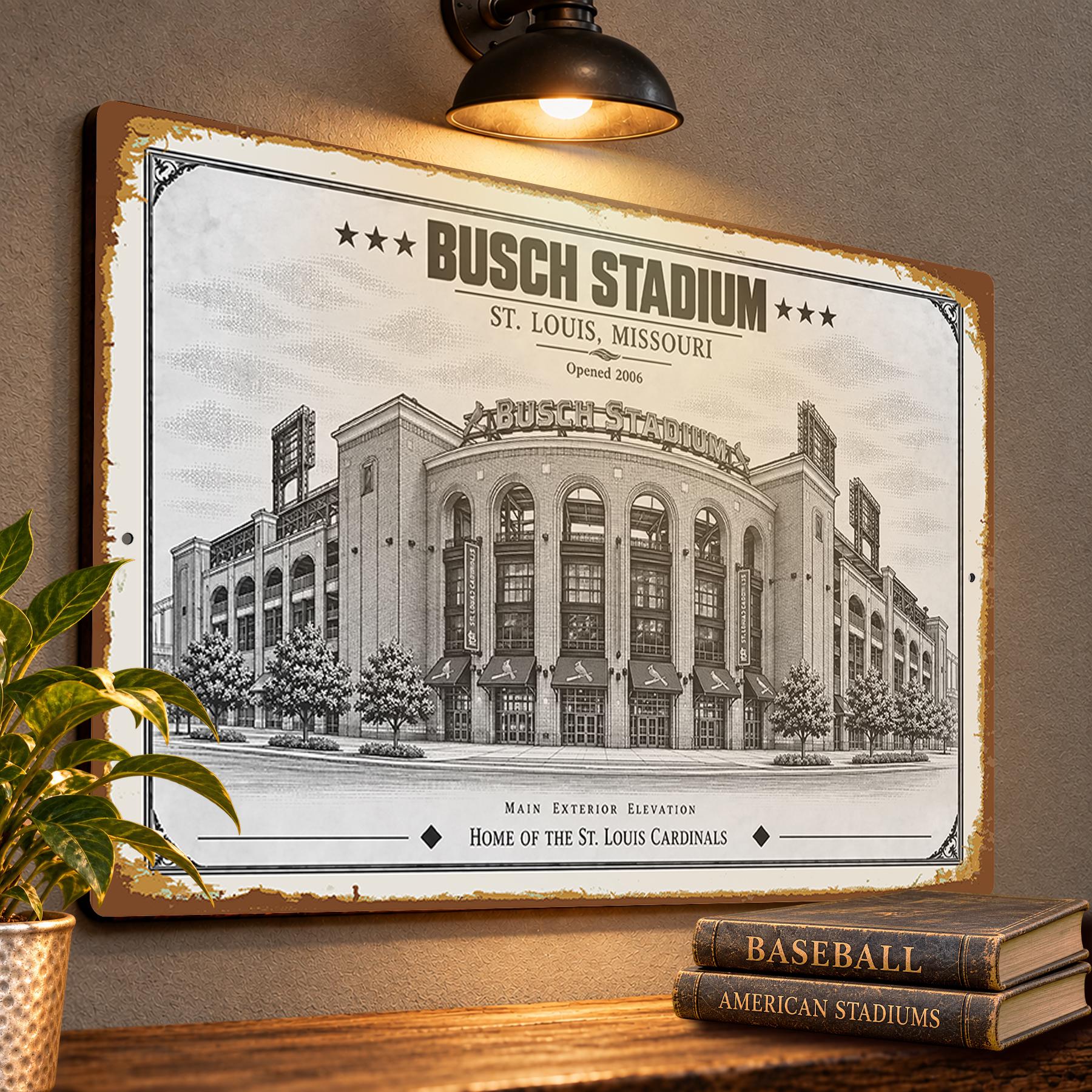 Busch Stadium Blueprint Wall Plaque, Baseball Fan Gift for St. Louis Cardinals Supporters