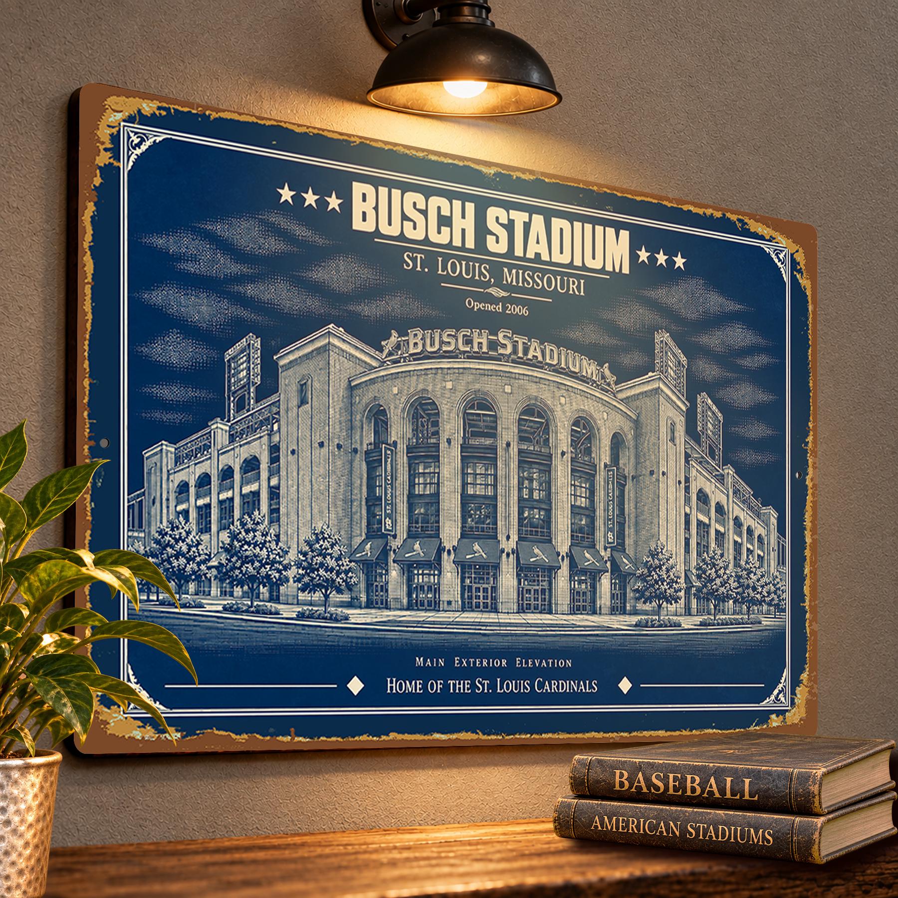 Busch Stadium Blueprint Wall Plaque, Baseball Fan Gift for St. Louis Cardinals Supporters