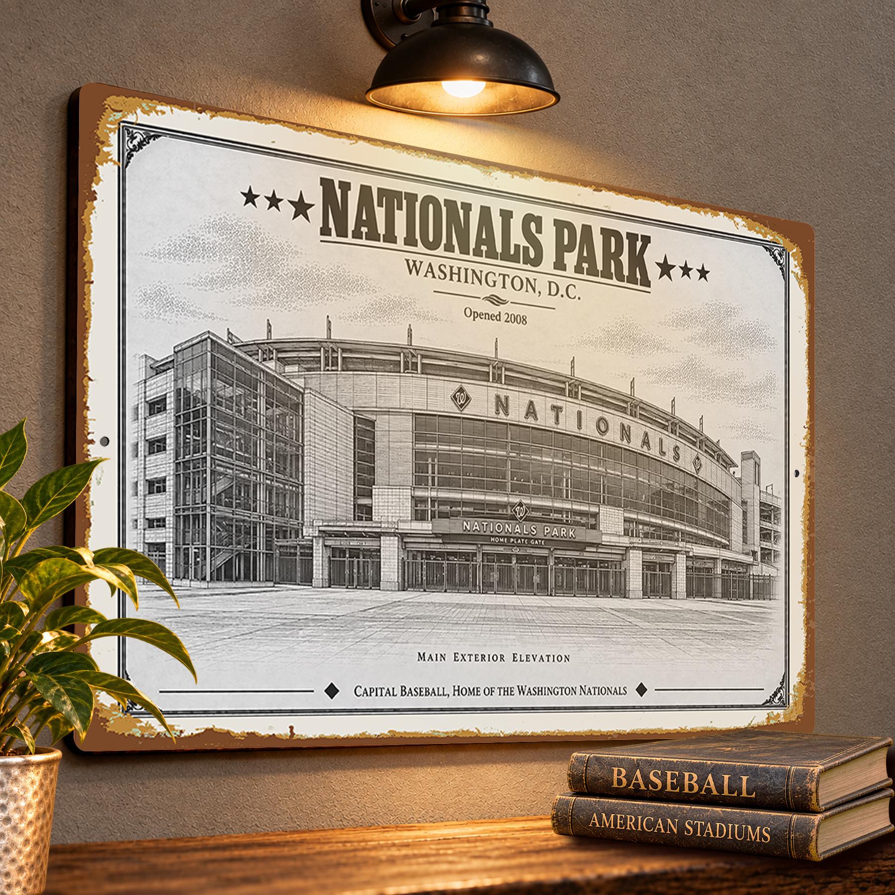 Nationals Park Blueprint Wall Plaque, Washington Nationals Baseball Fan Gift, Vintage Ballpark Art