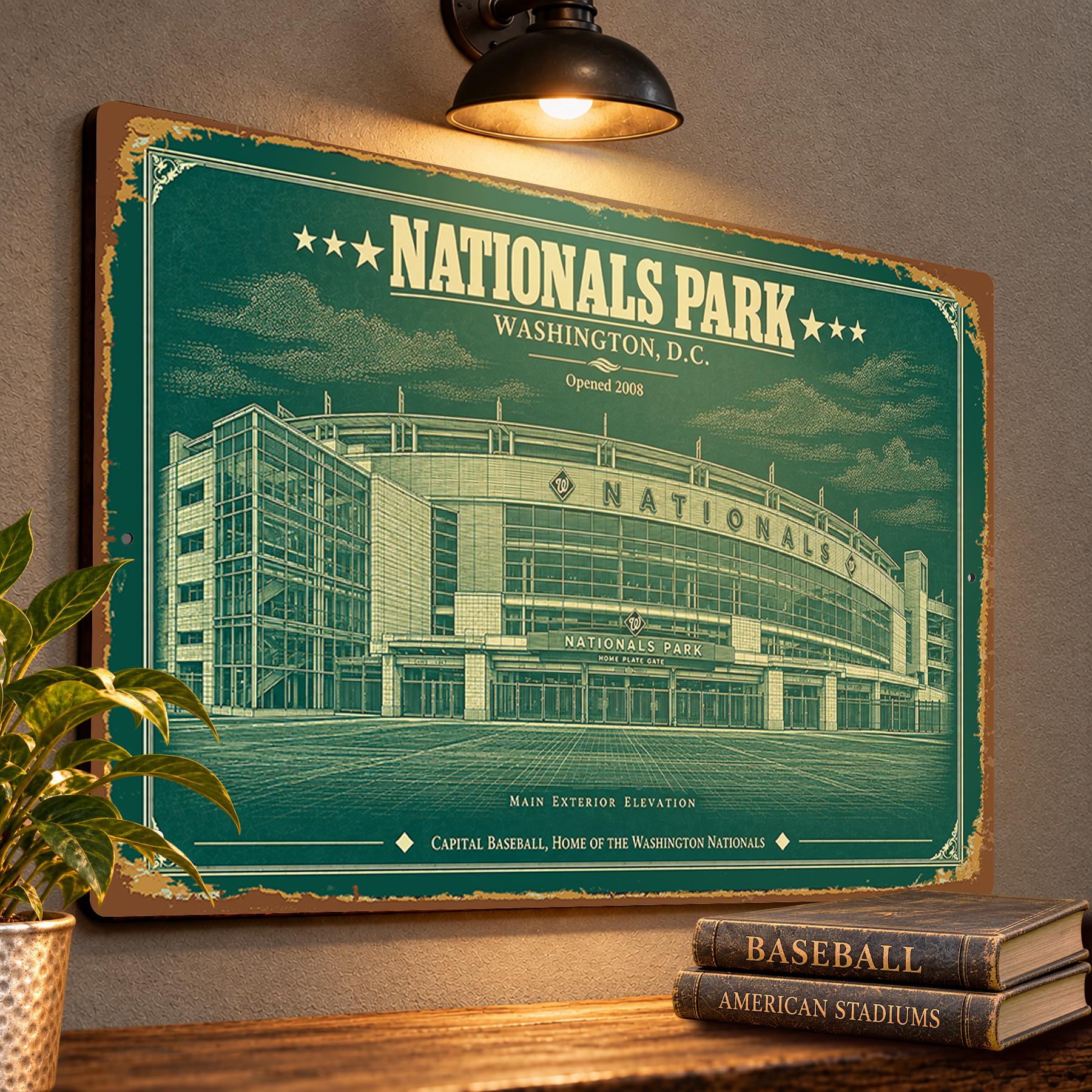 Nationals Park Blueprint Wall Plaque, Washington Nationals Baseball Fan Gift, Vintage Ballpark Art