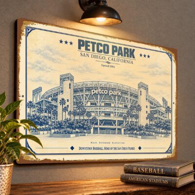 Petco Park Blueprint Wall Plaque, San Diego Padres Baseball Fan Gift, Vintage Ballpark Art
