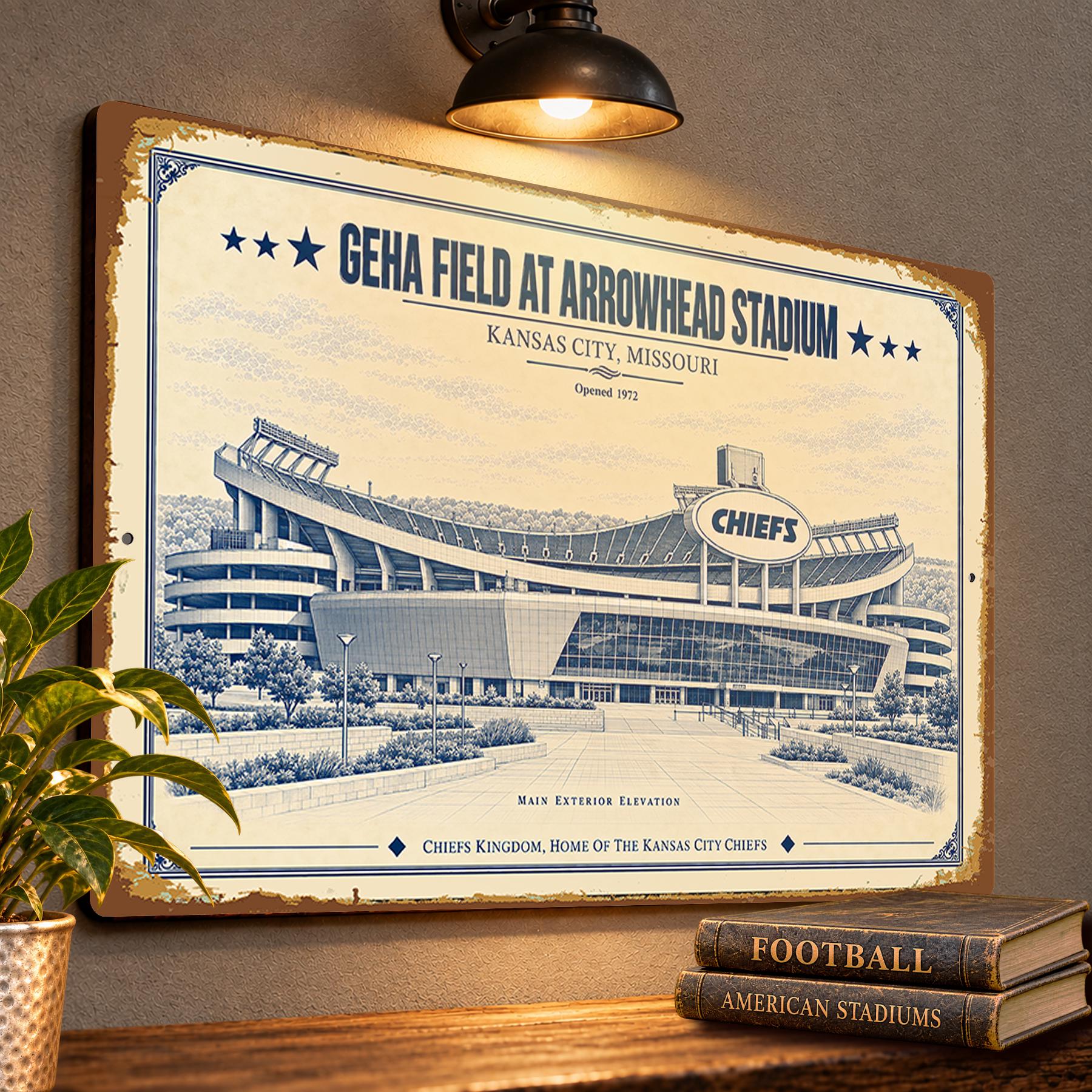GEHA Field at Arrowhead Stadium Blueprint Plaque, Kansas City Chiefs Fan Gift