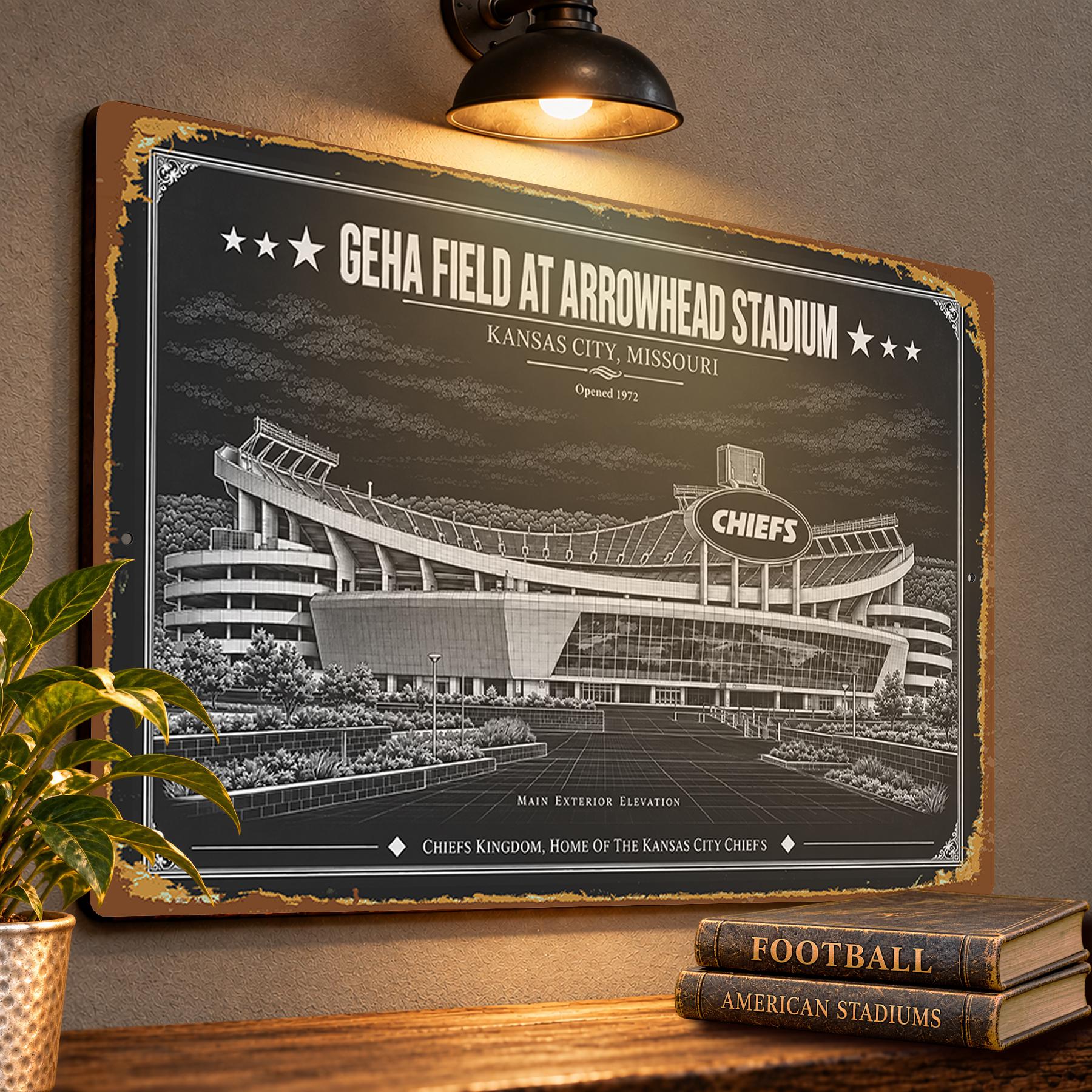 GEHA Field at Arrowhead Stadium Blueprint Plaque, Kansas City Chiefs Fan Gift
