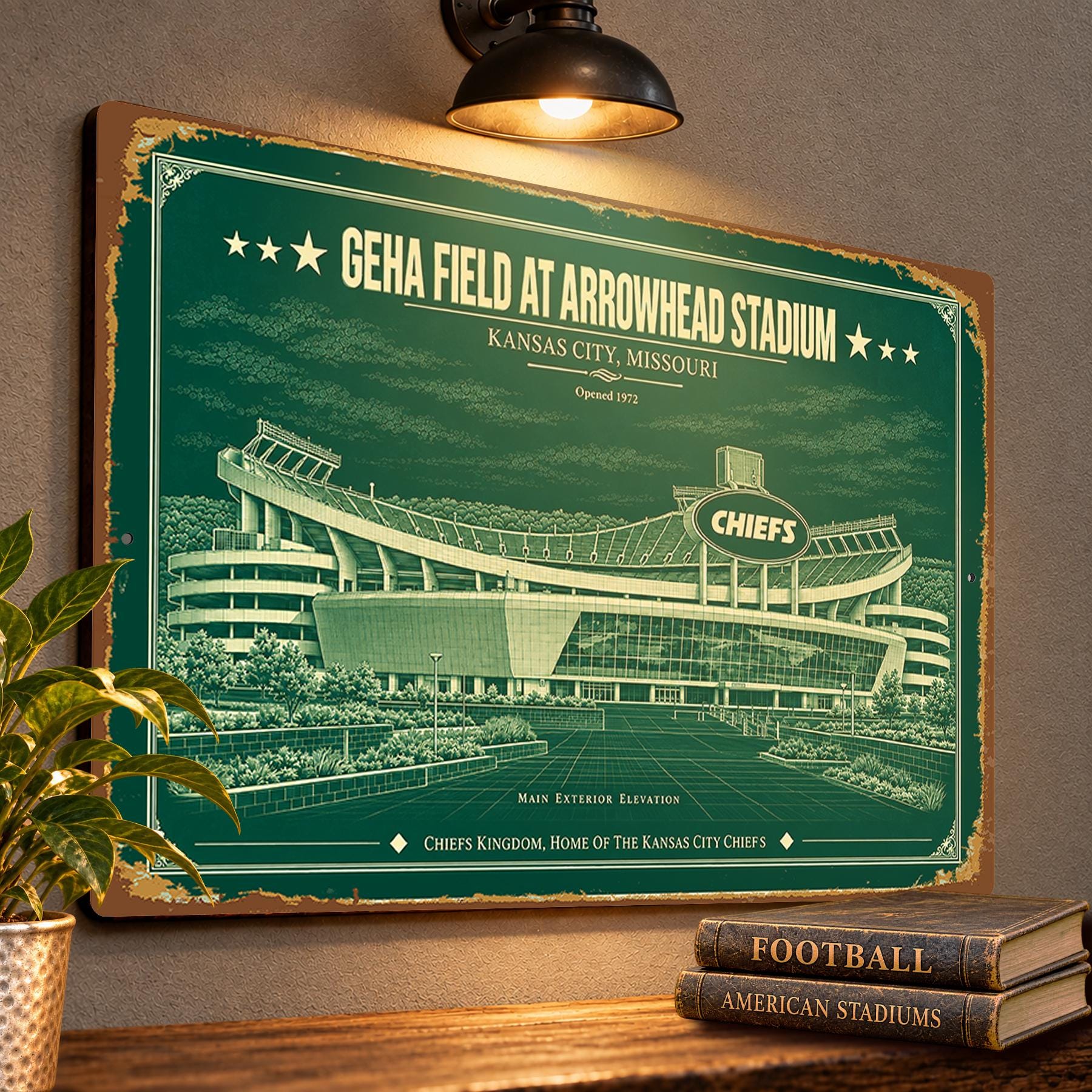 GEHA Field at Arrowhead Stadium Blueprint Plaque, Kansas City Chiefs Fan Gift